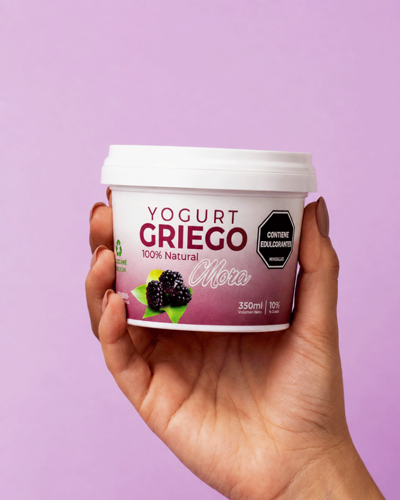 Envase-plástico-de-yogur-griego-IML-sello-advertencia