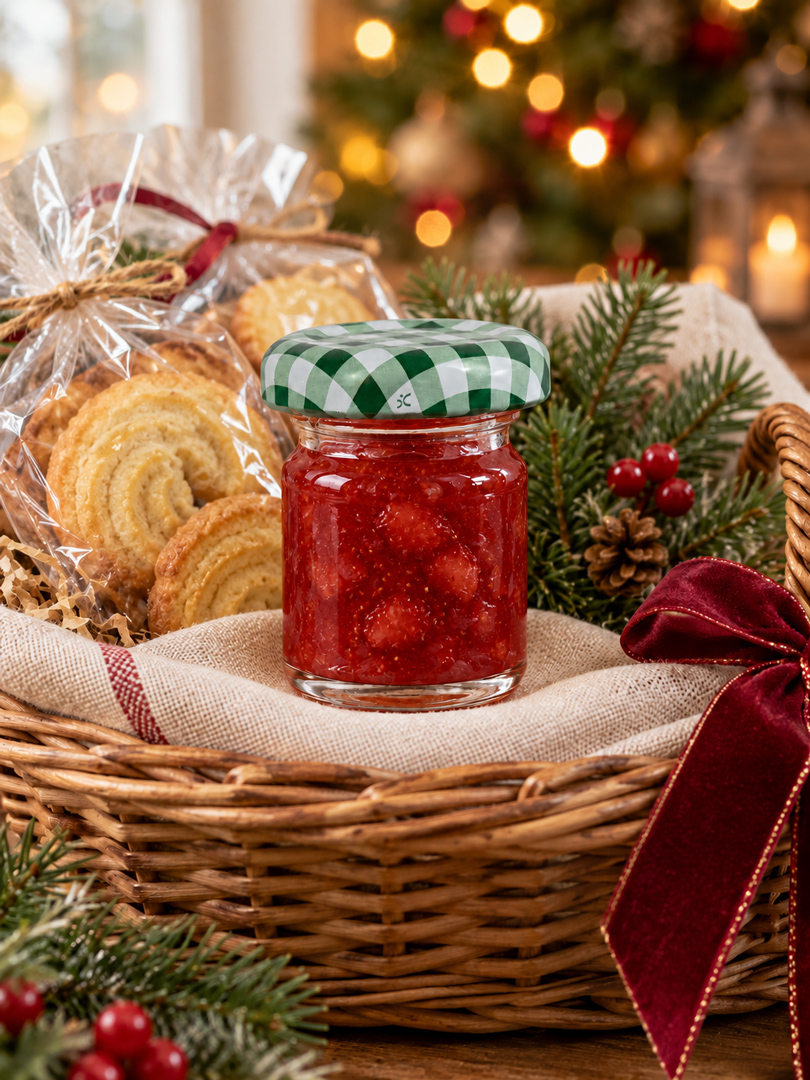 Mini frasco EA4008 35 ml boca 38 para mermelada de fresa o souvenir navideño — DisCordoba