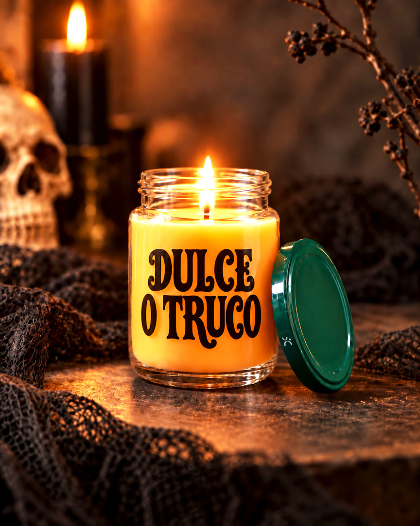Frasco de vidrio recto EA4011 250 ml para velas artesanales de Halloween — envase transparente